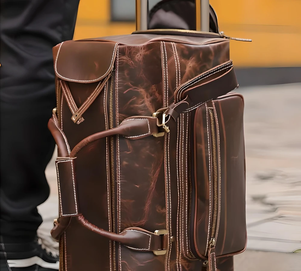 leather carry on luggage with wheels